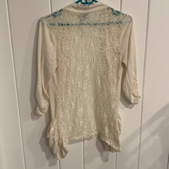 Vanity Cream Cardigan W/Pockets & Lace Back - Picture 6 of 7